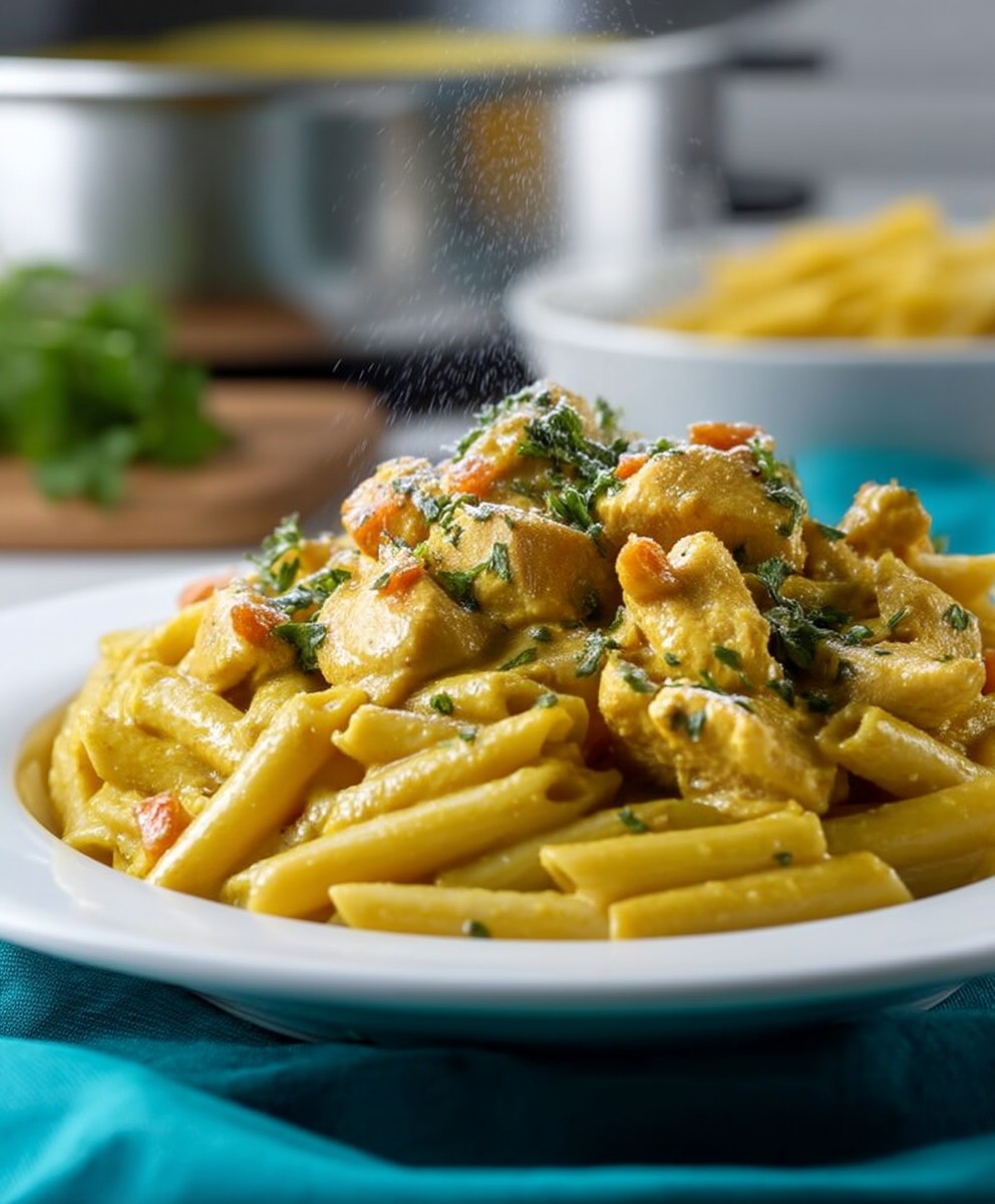 Cremiges Chicken Curry Pasta