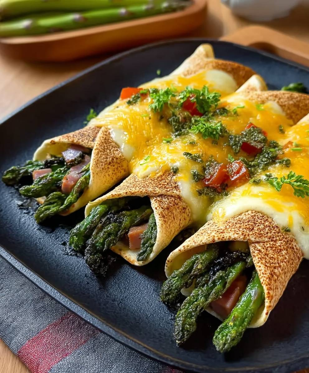 Überbackene Spargel Wraps Schinken