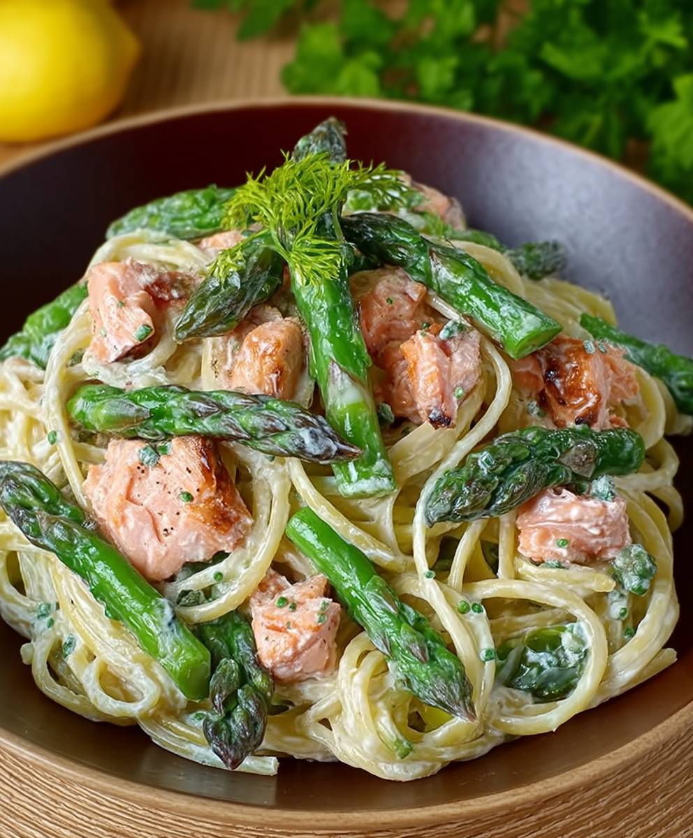 Spargel Pasta Lachs Ofen
