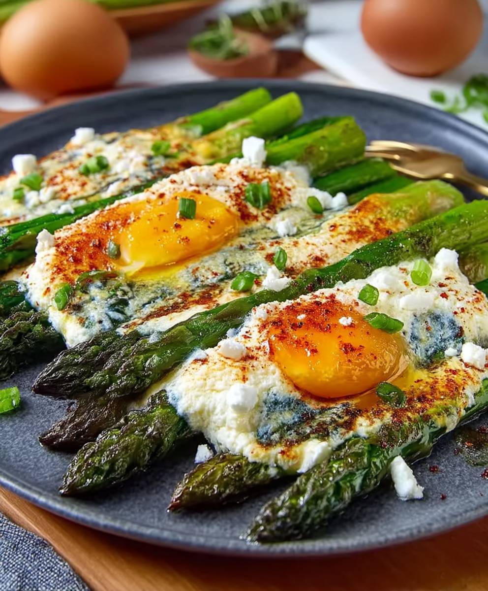 Grüner Spargel Eier Feta