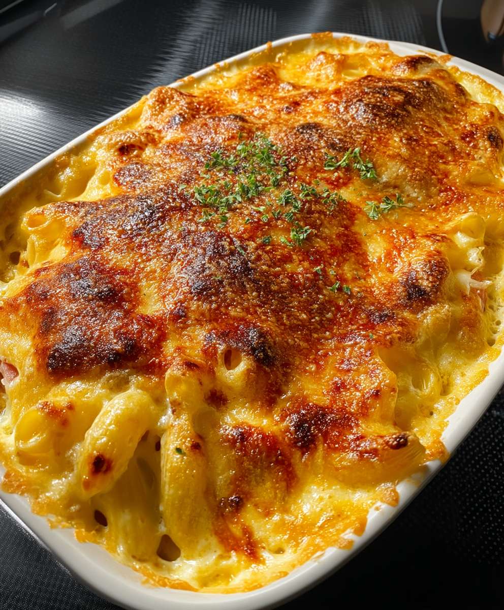 Nudelauflauf mit Schinken Käse