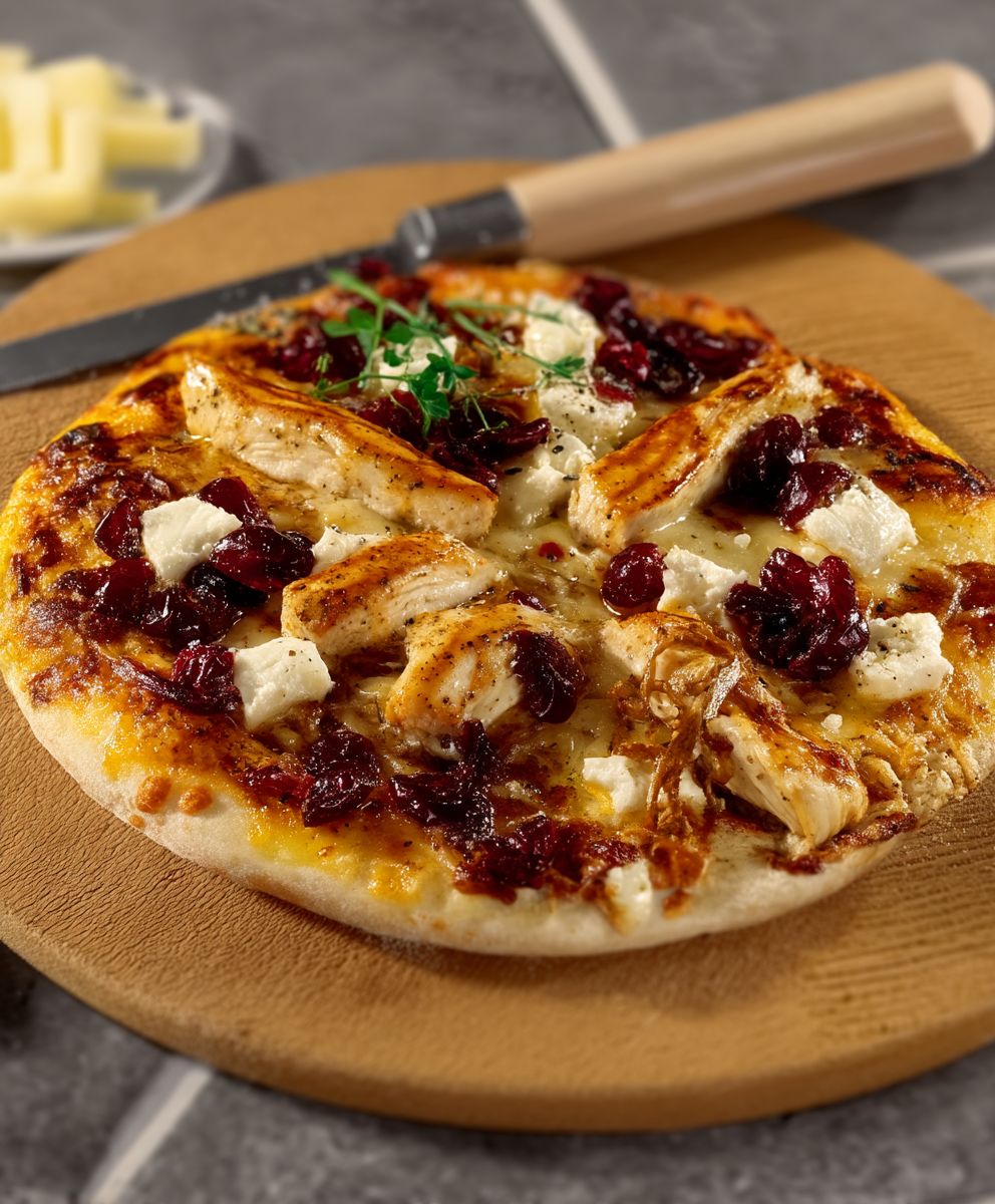 Hähnchen Pizza mit Camembert