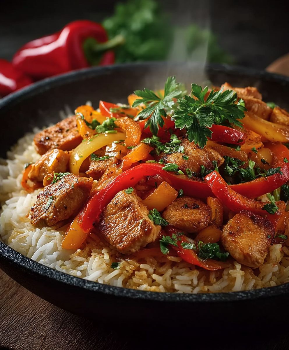 Paprika Reispfanne Hähnchen