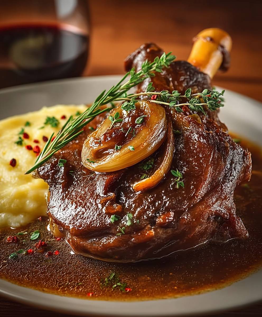 Lammhaxe geschmort aromatische Soße