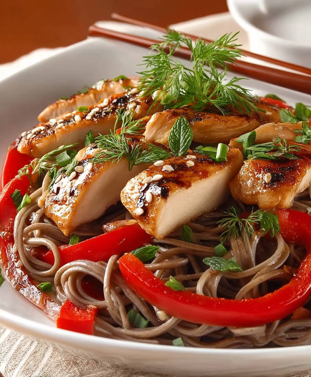 Teriyaki Huhn Sobanudeln
