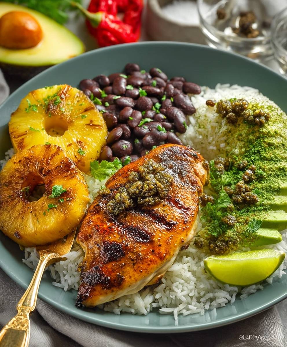 Hähnchen Avocado Ananas Reis