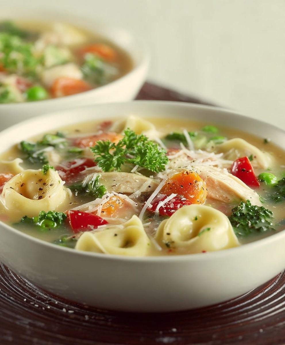 Gemüsesuppe Huhn Tortellini Parmesan
