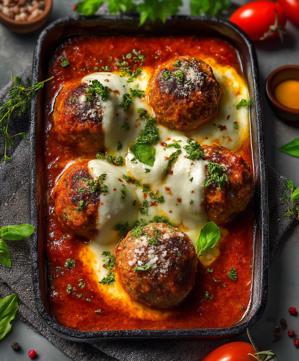 Toskanische Hackbällchen Tomatensoße Mozzarella