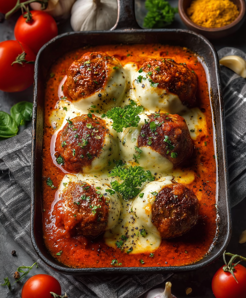 Toskanische Hackbällchen Tomatensoße Mozzarella